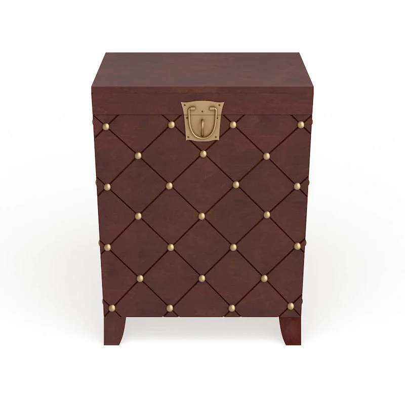 Espresso Nailhead Accent End Table Trunk with Storage - Pine and MDF