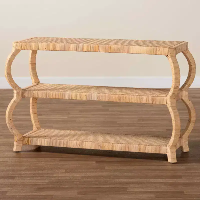 bali & pari Dalida Rattan 3 Tier Console Table Natural