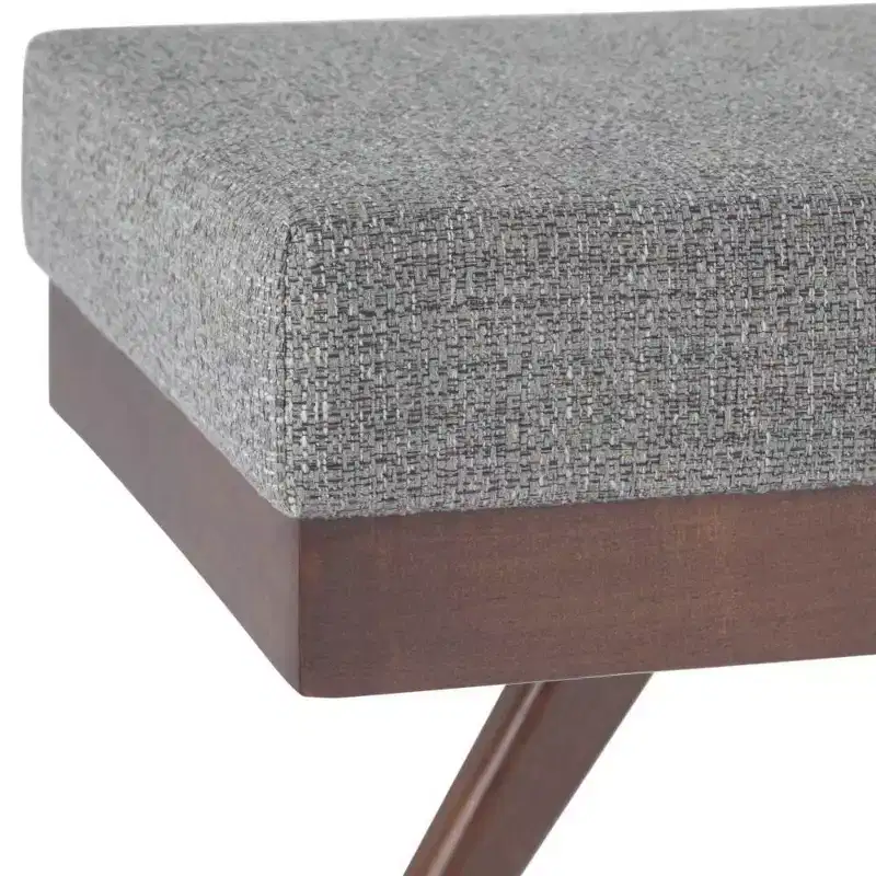 48 Nadine Mid Century Ottoman Bench Faux Air Leather - Wyndenhall