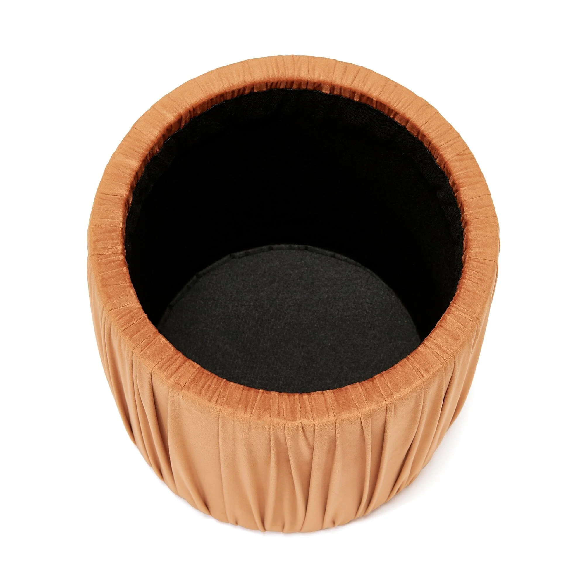 Orange Pleated Texture Accent Stool