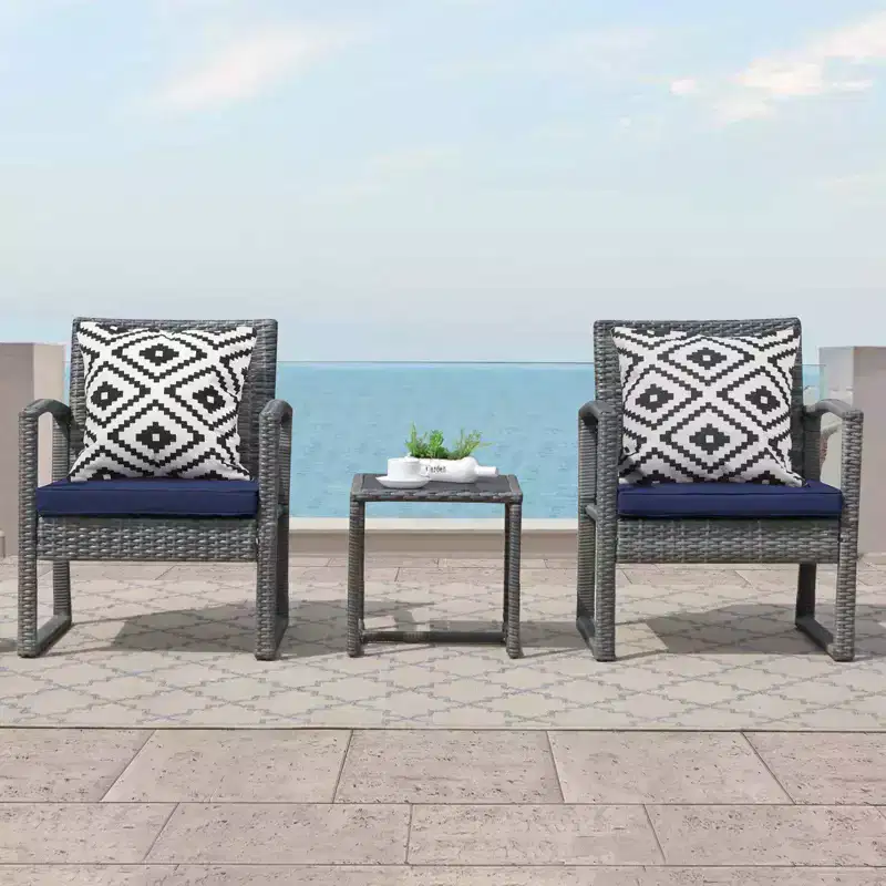 Sunsitt 3pc Wicker Outdoor Conversation Set with Coffee Table