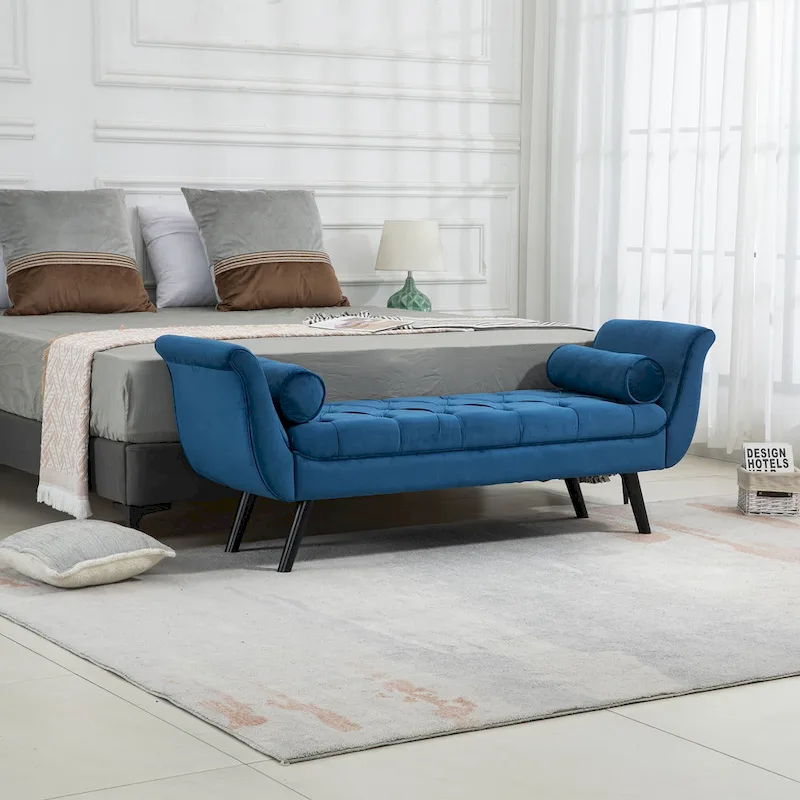 AVAWING Upholstered Tufted Ottoman Bench Accent Entryway Bench