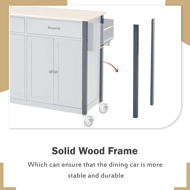 Kitchen Island Finish with Wood Top Kitchen Cart