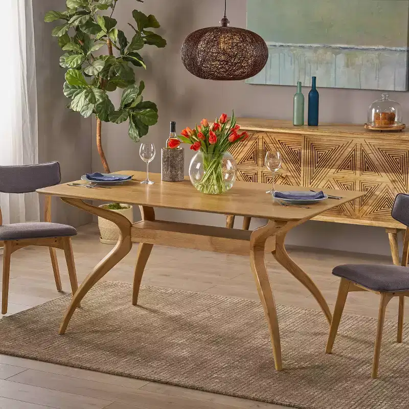 Christopher Knight Home Salli Rectangular Dining Table - Natural Oak: Seats 6, 59" Length, Kitchen Table