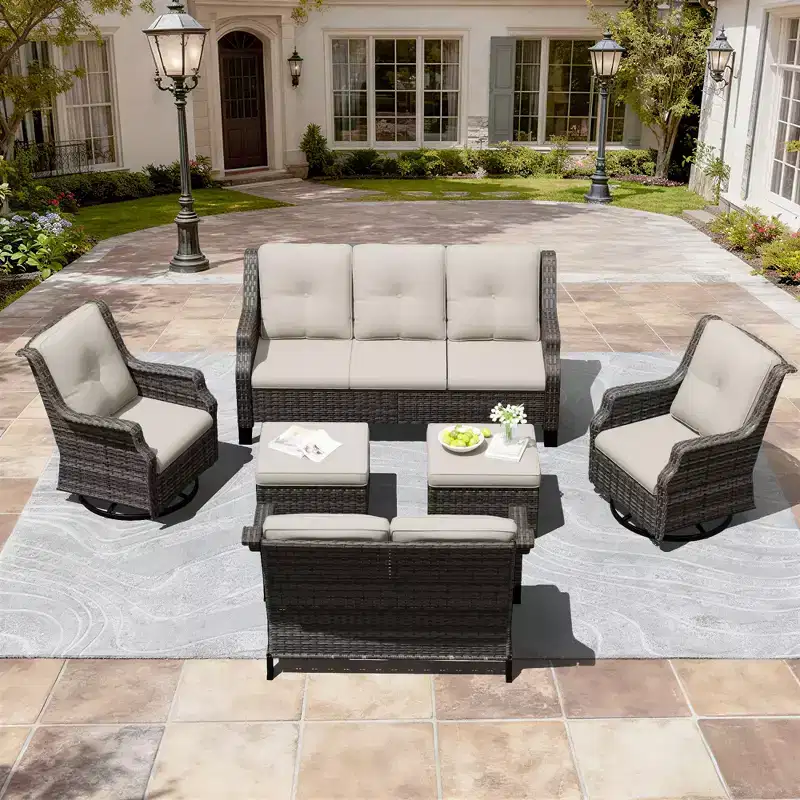 UPTIOT 6-Piece Outdoor Modular Set with Olefin Fabric & 350lbs Capacity
