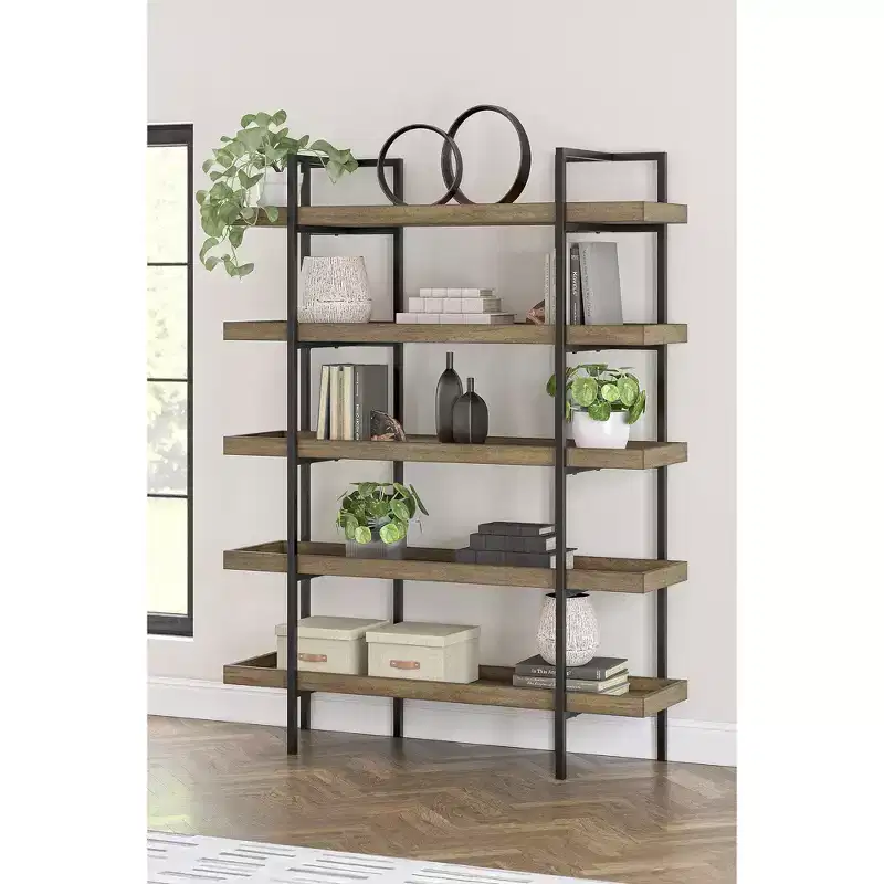 Signature Design by Ashley Montia 76 5 Shelf Bookcase, Light Brown