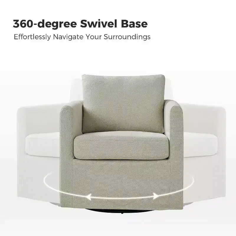 Bernhard Slipcovered Swivel Chair with textured fabric and flared armrests| HULALA HOME