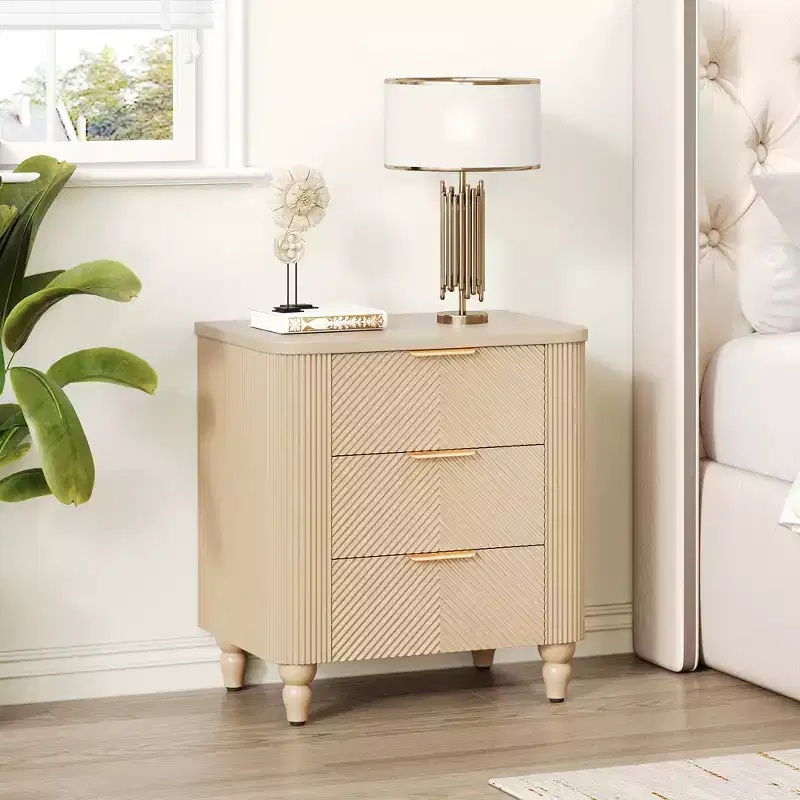 Modern 3-Drawer Nightstand – Bedside Table with Storage