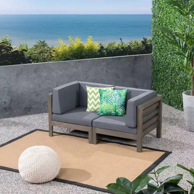 Oana 2pc Acacia Wood Modular Loveseat - Christopher Knight Home