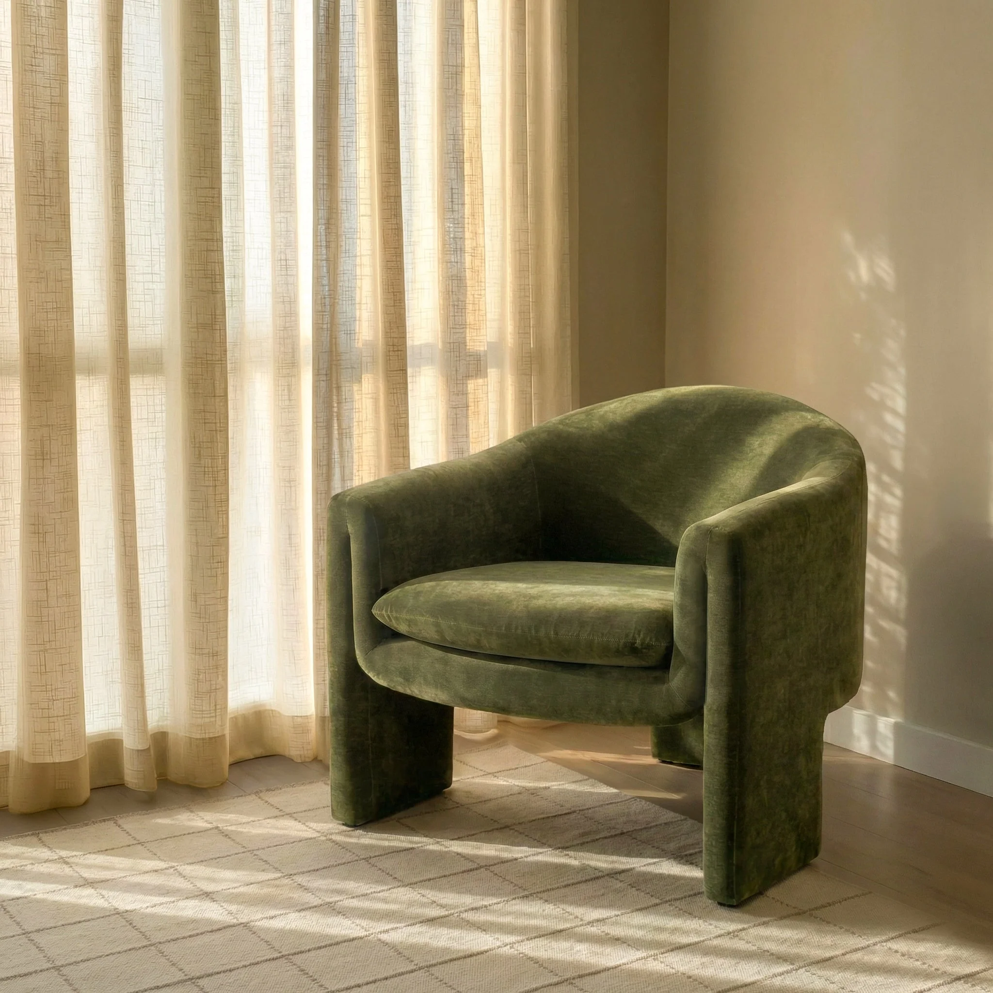 Modern Sagano Green Lounge Chair for Living Room