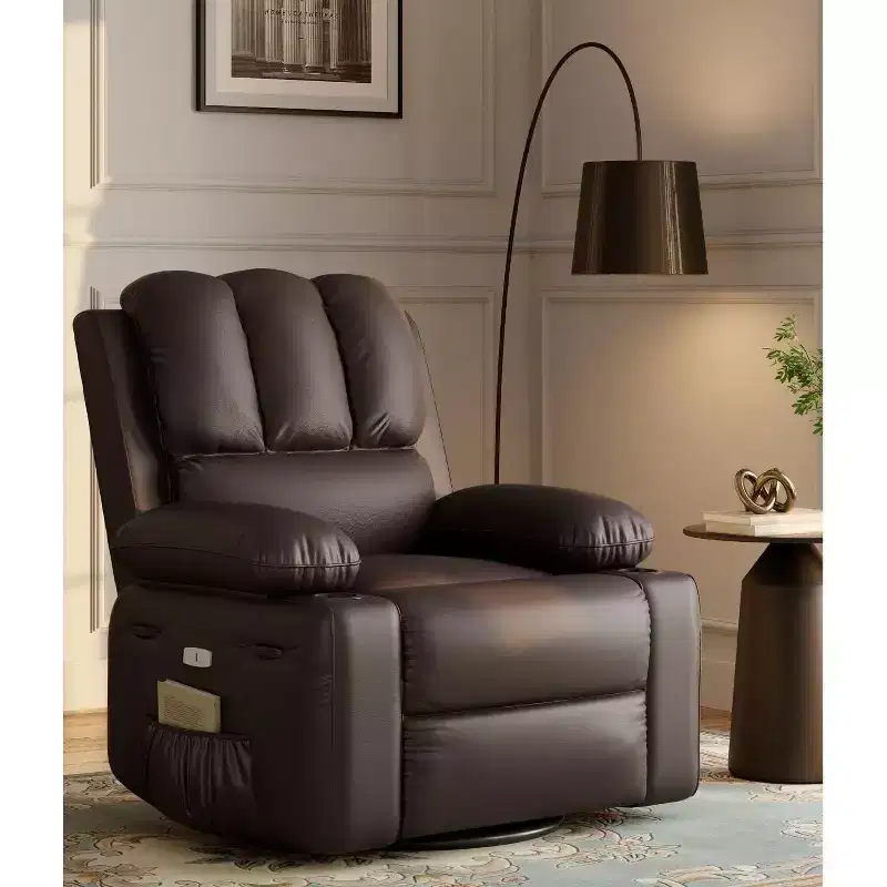 Acekool Power Recliner sofa with Heat & Massage, Swivel Rocker, USB Port, Cup Holders, Side Pockets, Extra-Wide Seat, Living Room