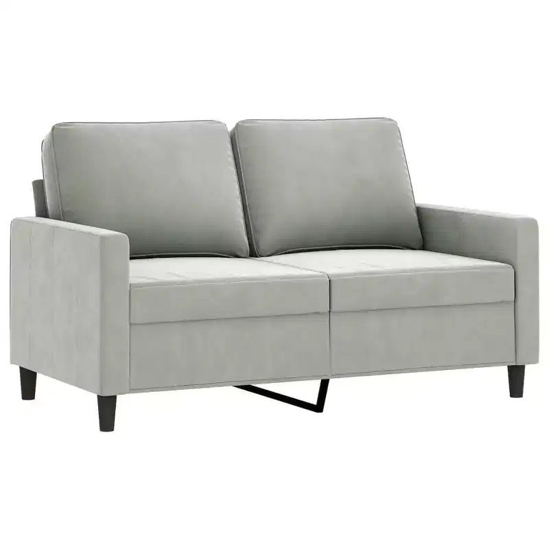 Light Gray Velvet 2-Seater Loveseat with Metal Frame