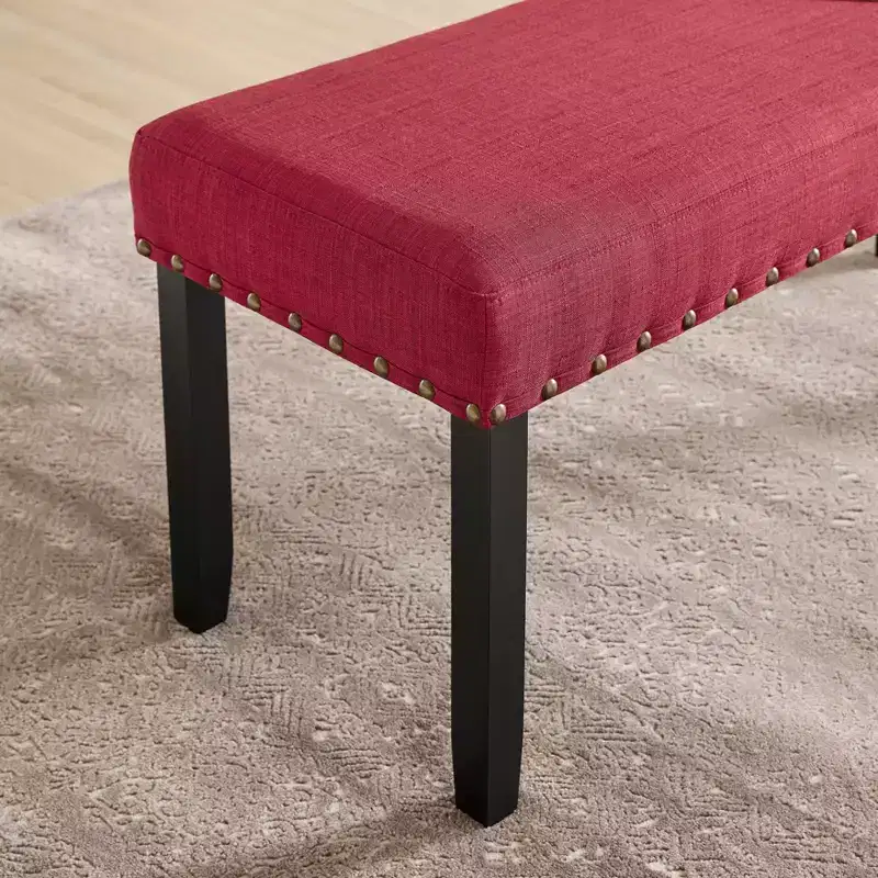 Roundhill Furniture Biony Fabric Dining Bench with Nailhead Trim