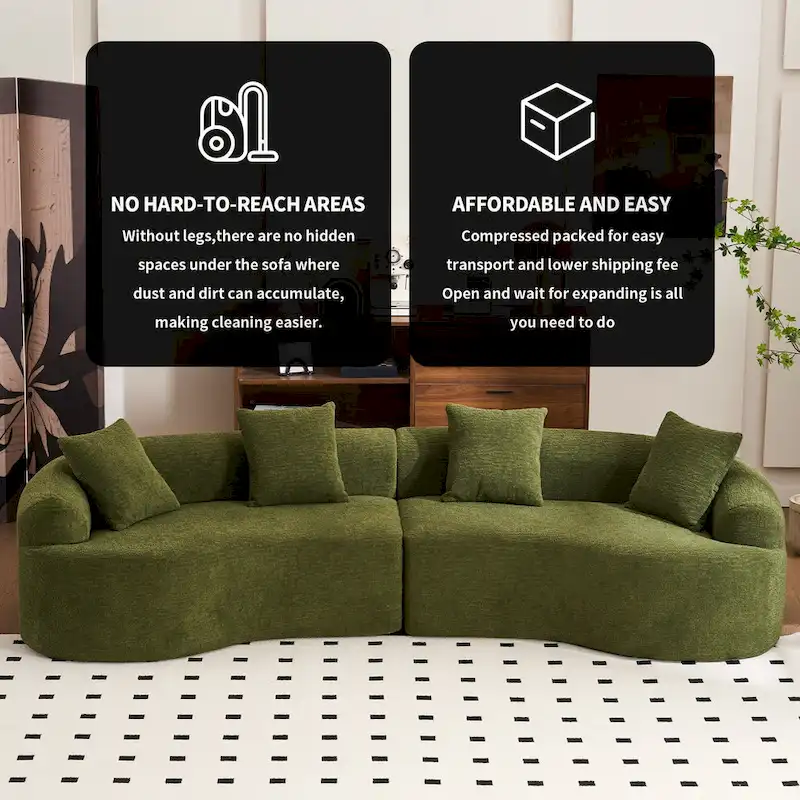 Luxury Chenille Fabric Sofa,4 Seater Modular Curved Sectional Couch