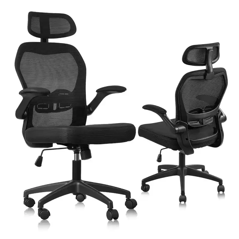 Ergonomic Office Chair Mesh Back Adjustable Headrest Lumbar Support 90-125 Degree Recline