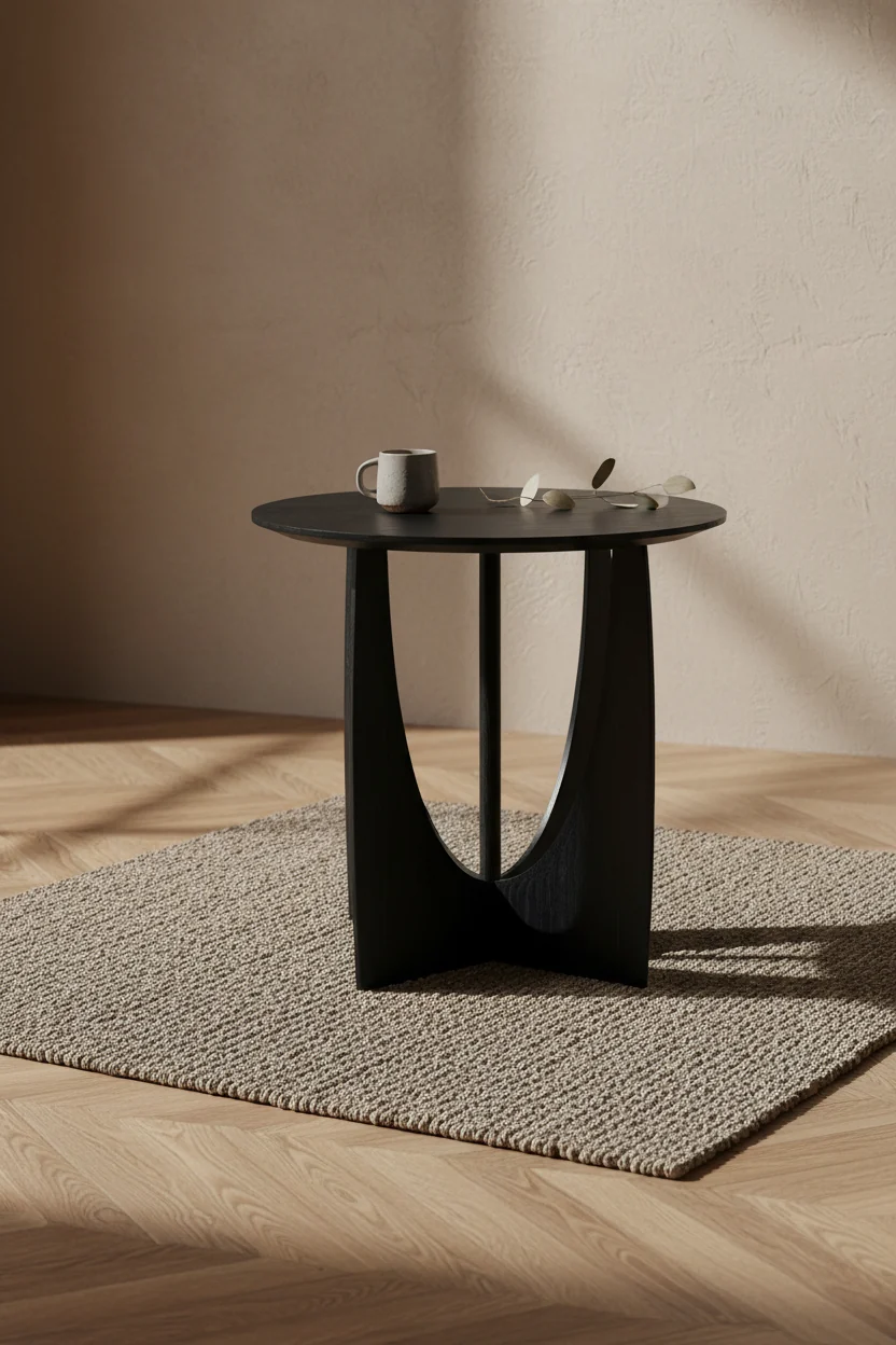 Contemporary Solid Wood Side Table with Intersecting Geometric Form for Living Room
