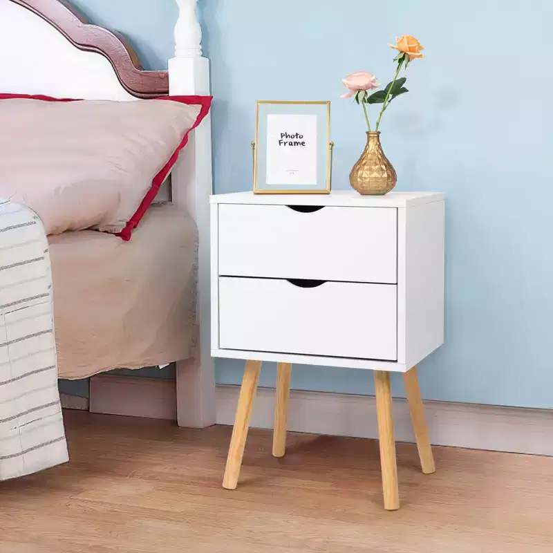 Karl Home 2-Drawer White MDF 15.75in. W Nightstands - Set of 2