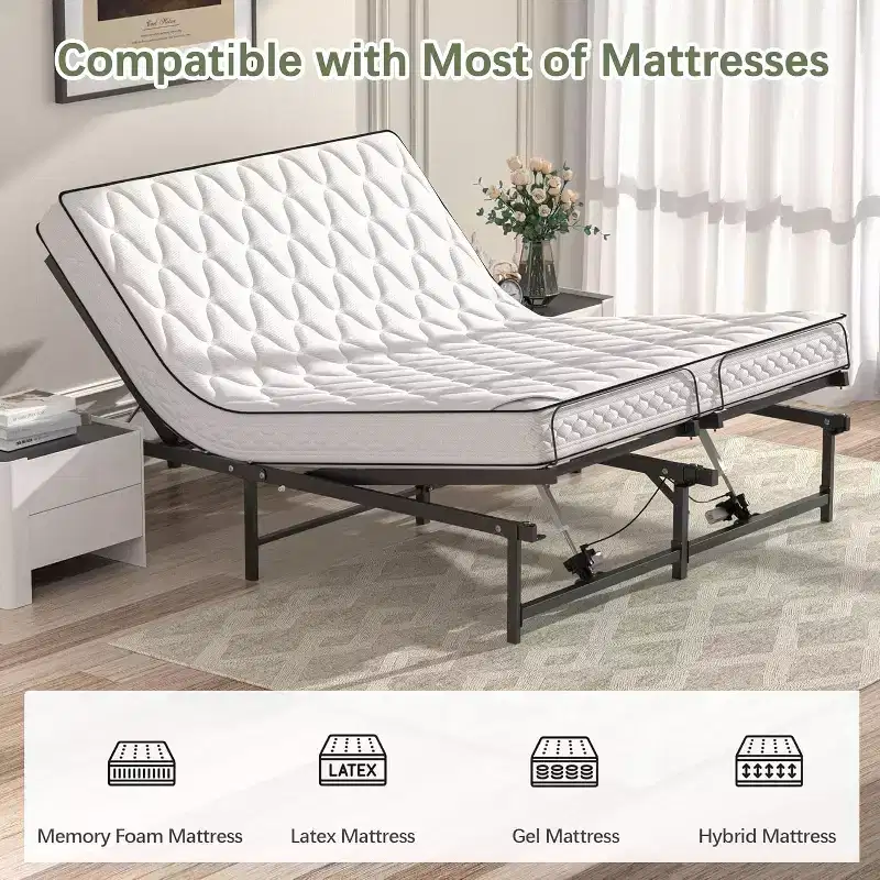 Adjustable Bed Frame Electric Adjustable Bed Base with Remote Control, Queen