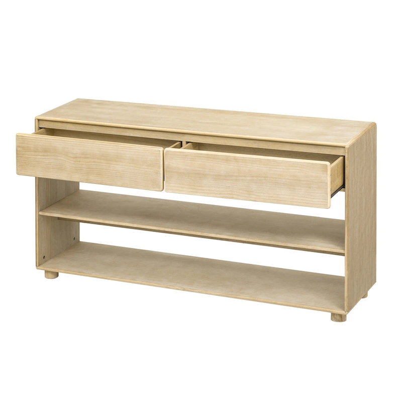 48 Solid Wood Console Table with 2 Drawers & 2 Shelves Solid Wood Legs & Adjustable Feet