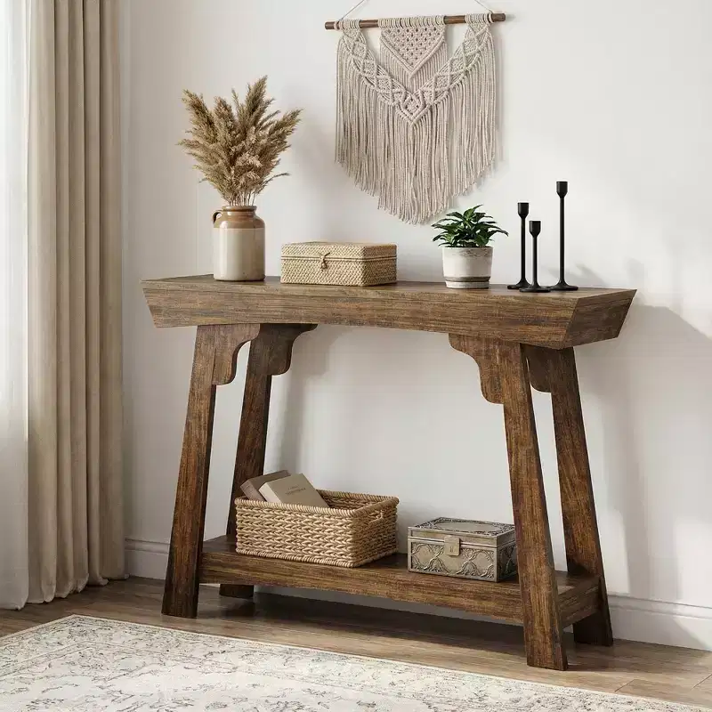 MAYEERTY 41-Inch Farmhouse Console Table, 2-Tier Sofa Entryway Table with Storage Shelf