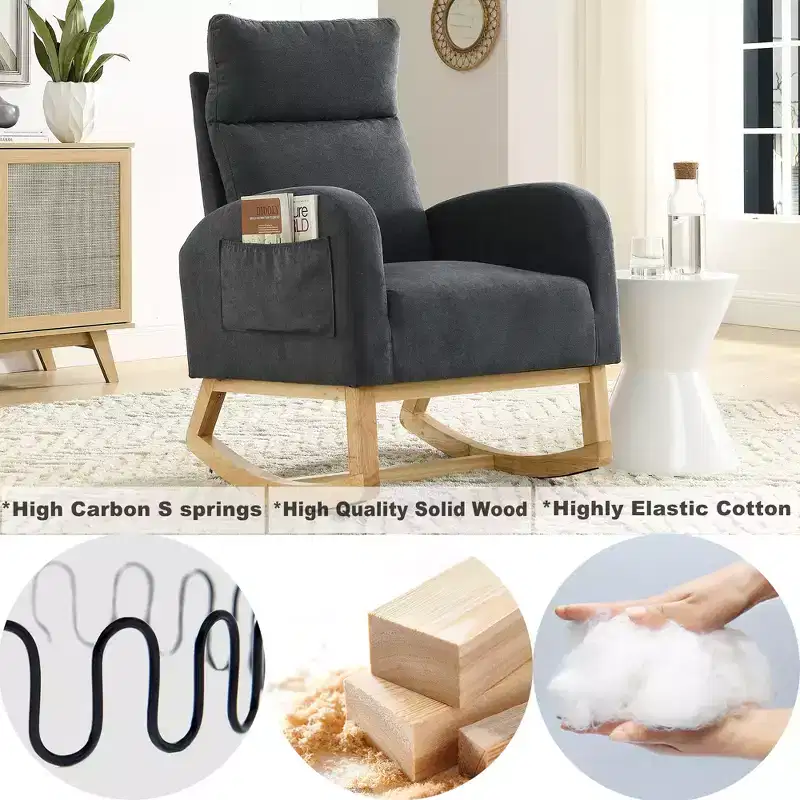 Christopher Knight Home Piper Modern High Backrest Rocking Arm Chair with Two Side Pocket