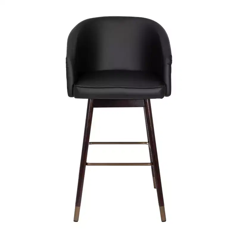 Emma and Oliver Upholstered Bar Height Dining Stool with Wood Frame - Set of 2