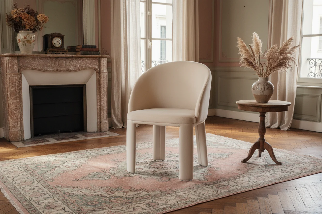Ivory Upholstered Accent Chair