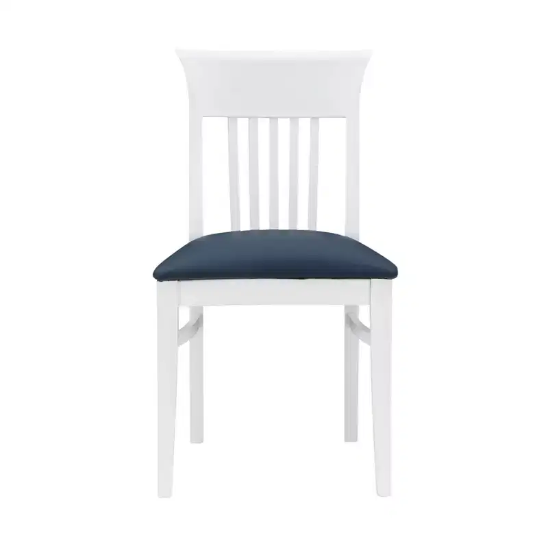 Set of 2 Jenny Slat Back Faux Leather Dining Chairs White - Linon