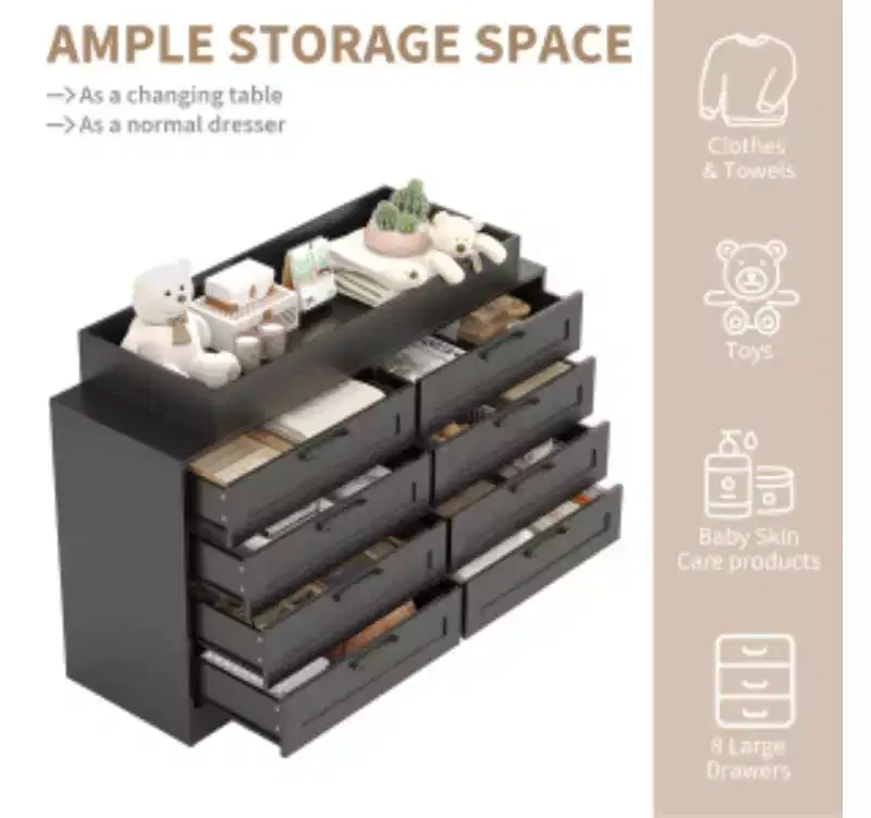 8-Drawer Baby Changing Table, MDF+PB Material,
