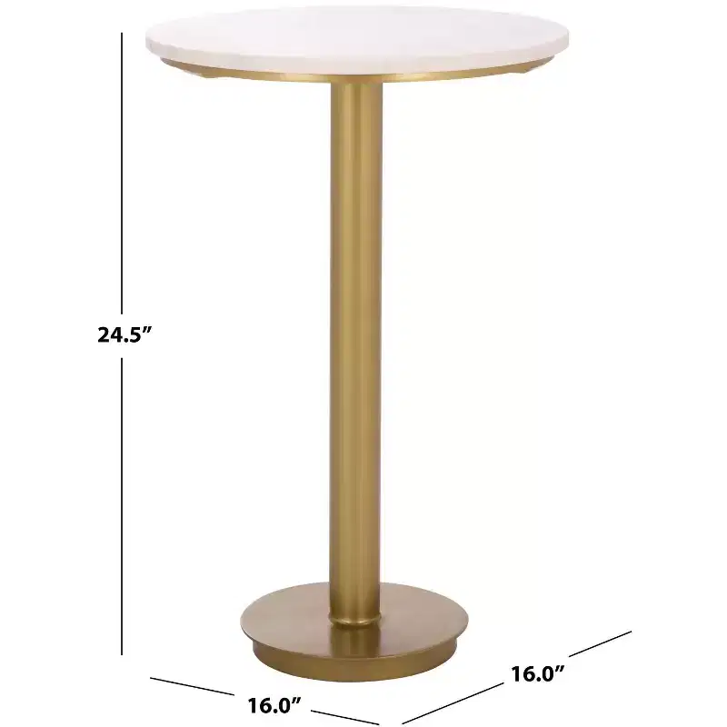 Branxton Marble Top Accent Table - SFV7917 - Brass/White - Safavieh Couture