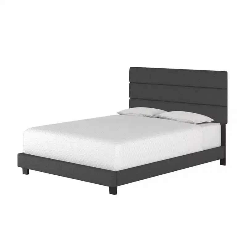 Linen Channel Upholstered Platform Bed