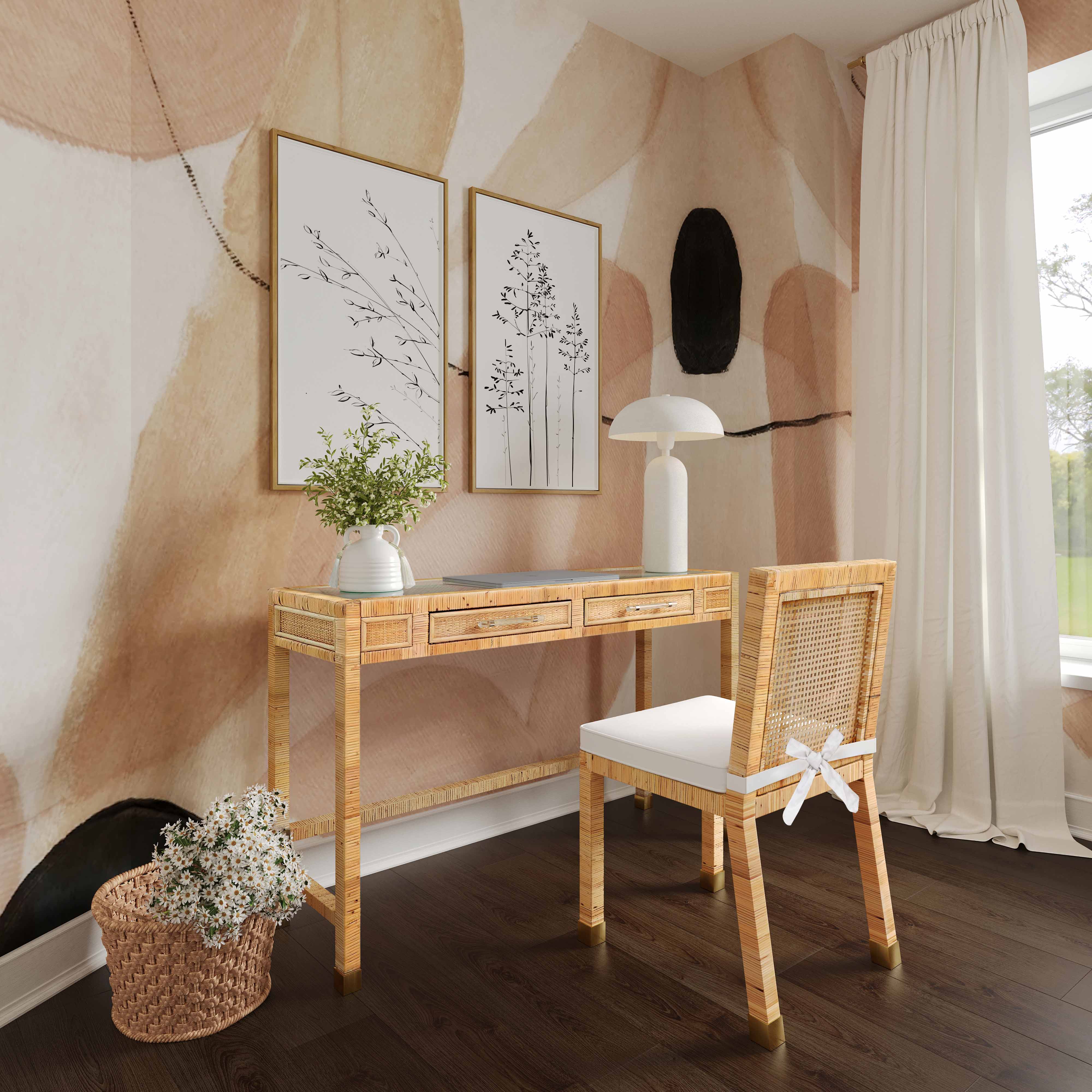 47 Woven Rattan Desk