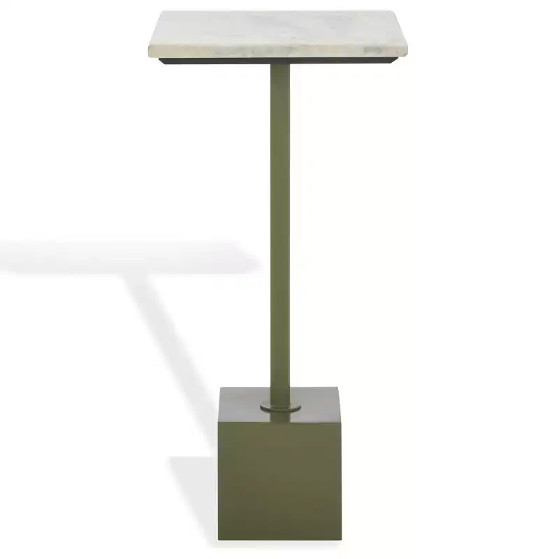 Albertelli Marble Top Drink Table - SFV6807 - Olive Green/White - Safavieh Couture