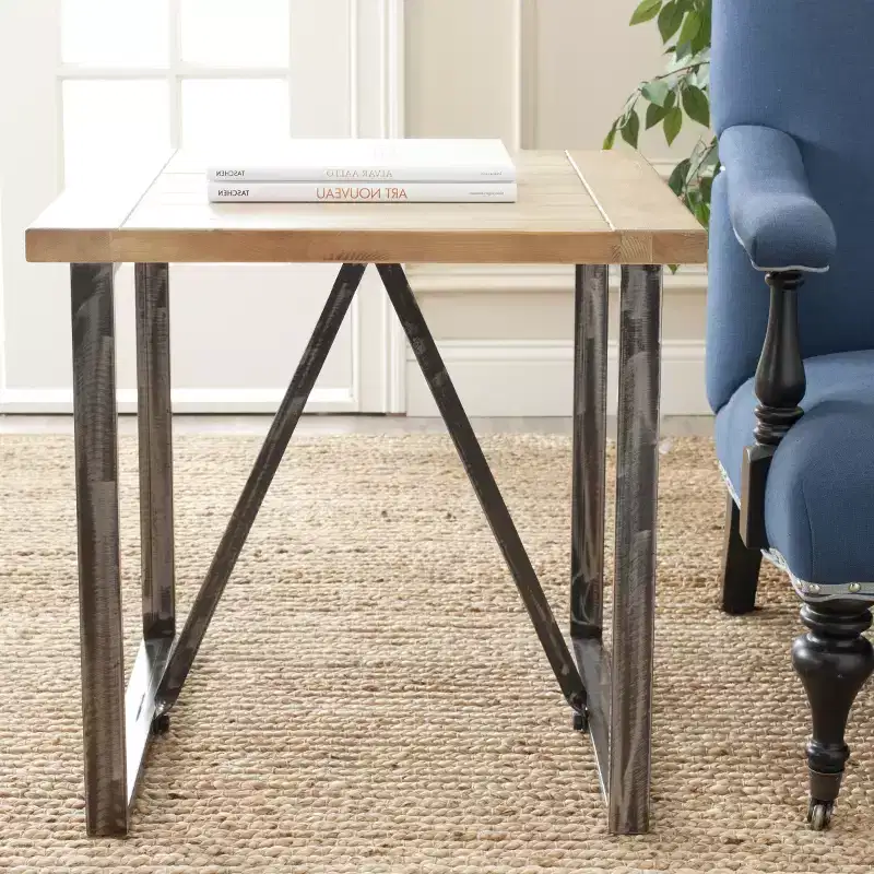 Fir Wood Metal Frame End Table 25.1