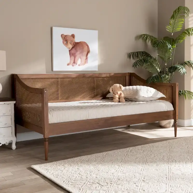 Mid-Century Modern Synthetic Rattan Daybed - Twin