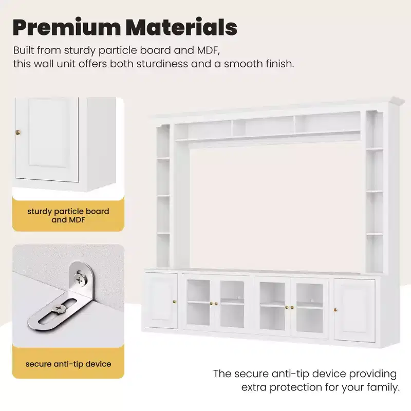GDFStudio Esther Modern Entertainment Center Wall Unit with Bookshelves and Adjustable Shelves