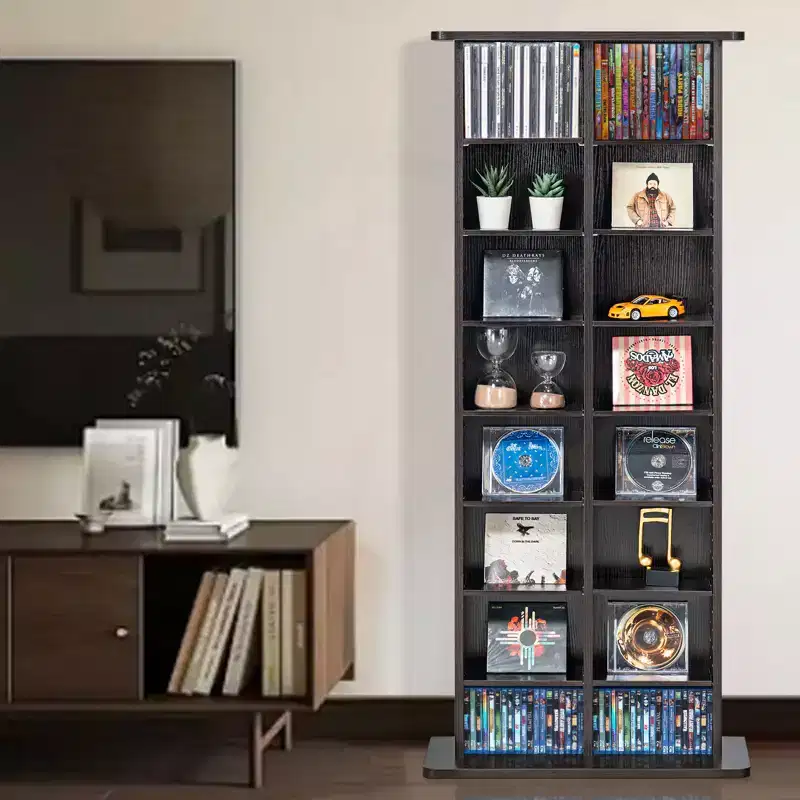 Media Storage Cabinet – 8-Layer, 16 Compartments, Holds 464 CDs/DVDs