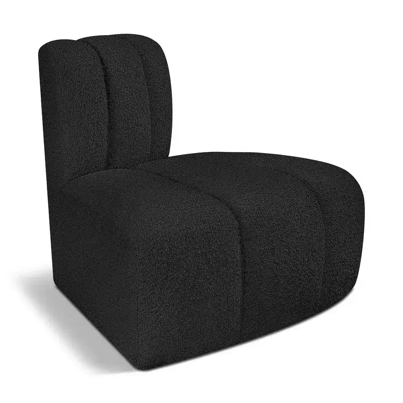 Arc Boucle Fabric Reverse Corner Chair, Channel Tufted, 300 lb Capacity, No Assembly