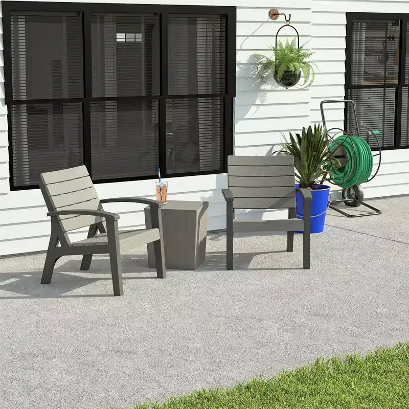 COSCO Jetson 3-Piece Conversation Set with Coffee Table and 2 Armchairs, Gray/Black