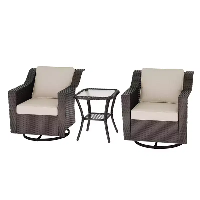 UPTIOT Outdoor Swivel Rocking Chair With Side Table