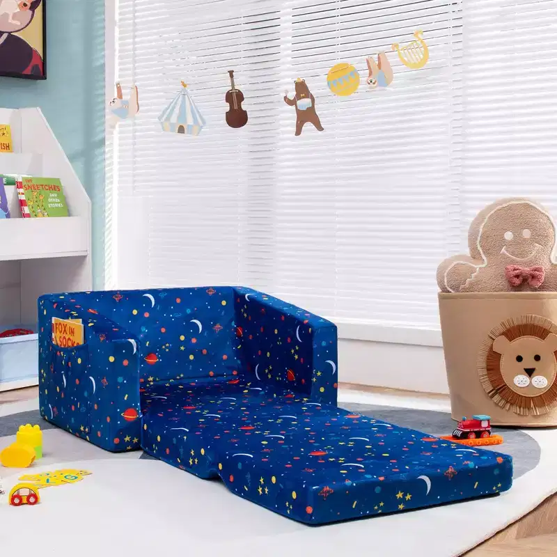 Costway Kids 2 in 1 Convertible Sofa Children Flip-out Chair Lounger Couch Sleeper