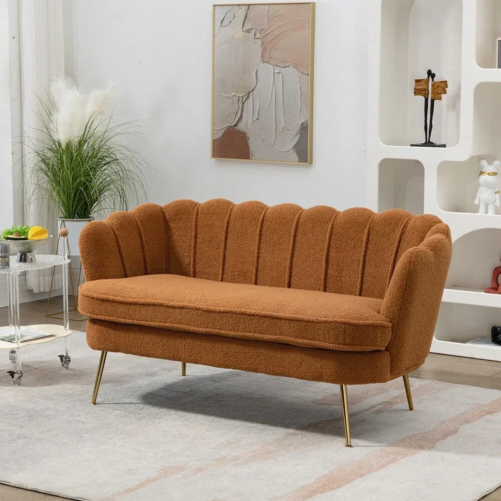 Small Mini Room Couch Two-Seater Sofa with Gold Metal Leg - 2 Seat
