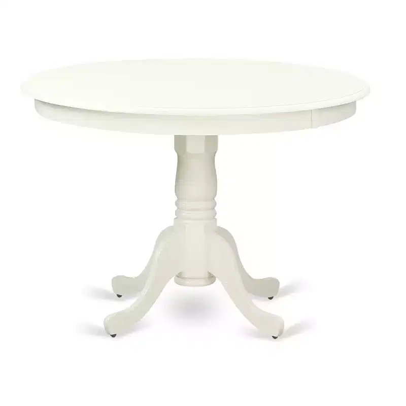 Small Space Dinette Set - 3 Piece Round Table & Chairs - Linen White - Antique Accents