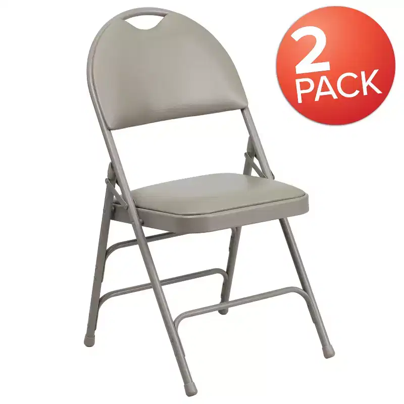 Emma and Oliver 2 Pack Home & Office Easy-Carry Party Events Padded Folding Chair
