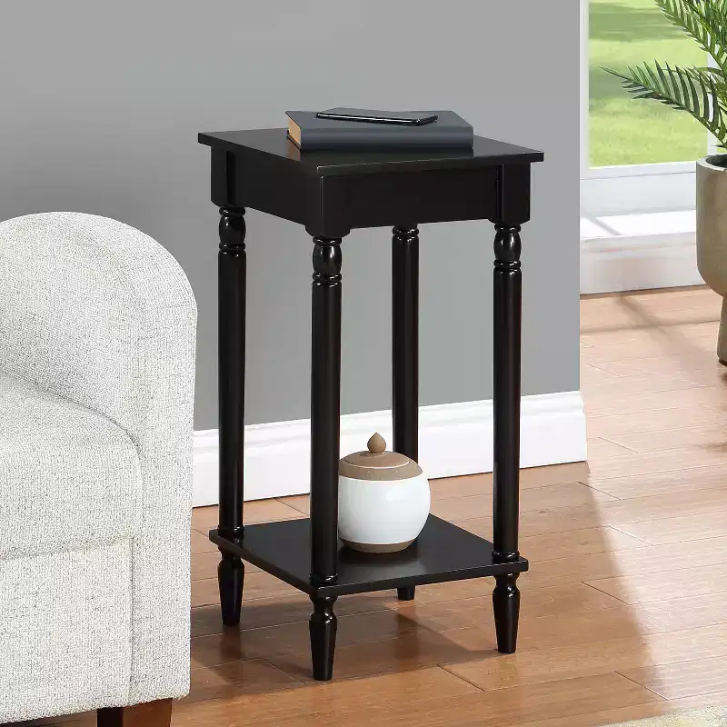HomeStock Belmont End Table with Shelf, Two Tier Storage Side Table with Sculpted Legs for Living Room, Bedroom or Reading Nook