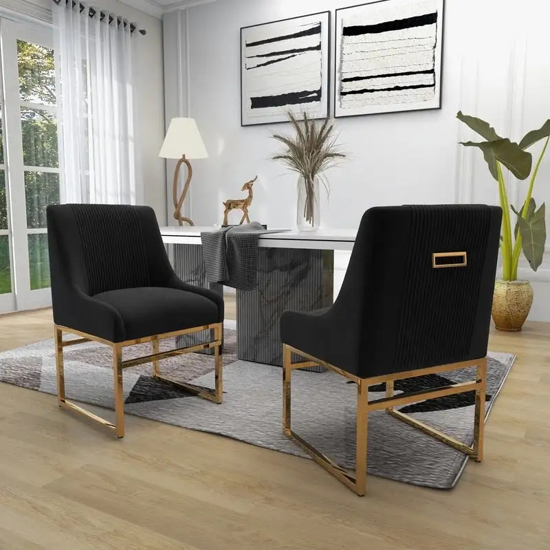 SEYNAR Contempoary Velvet Dining Chair with Metal Frame Legs, set of 4