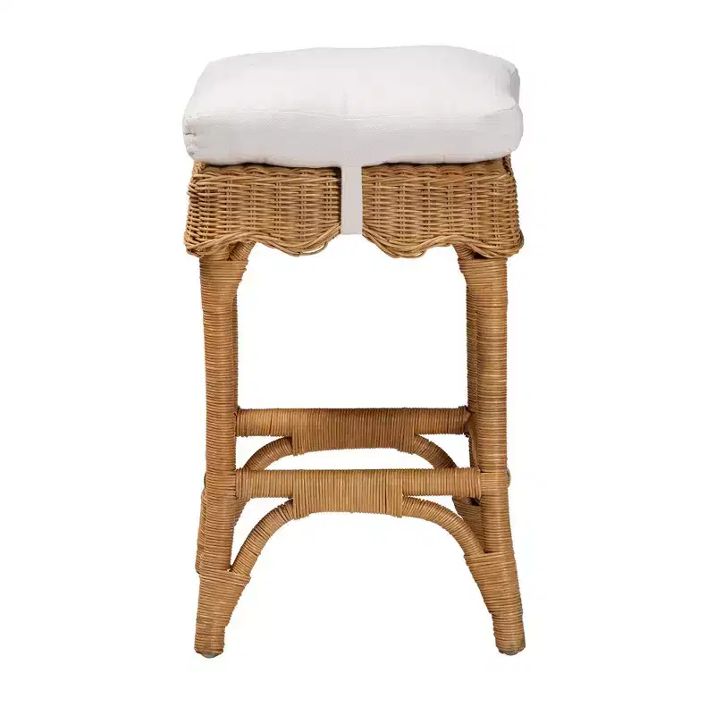 bali & pari Muy Scallop Rattan Counter Stool Honey/White