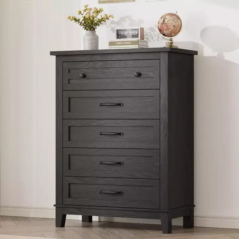5 Dresser for Bedroom, 41.3 Tall Vertical Drawer Dresser with Large Storage, Freestanding Wooden Closet Chest for Bedroom, Living Room