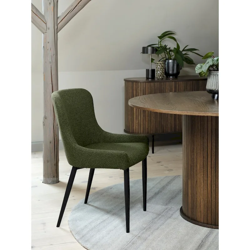 Rye Studio Boucle Dining Chairs with Black Steel Legs, Set of 2