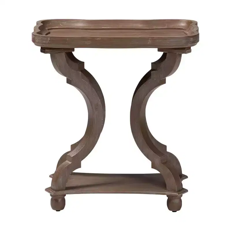 Wood End Table, Antique Brown, Mid-Century Style Side Table for Living Room & Bedroom